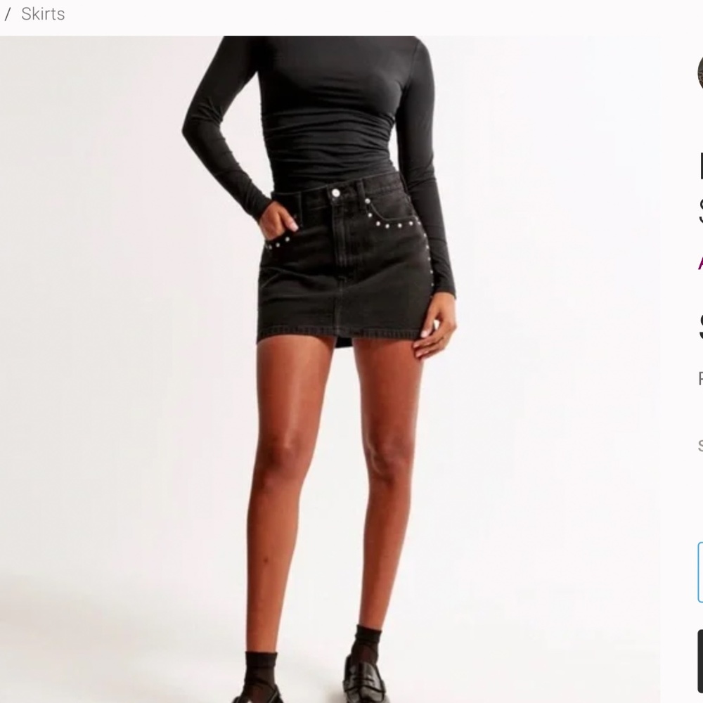 Abercrombie & Fitch High Rise Denim Mini with Studs
